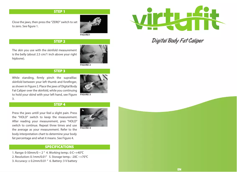 Page n°1 - Manuel utilisateur VirtuFit Digital Body Fat Caliper