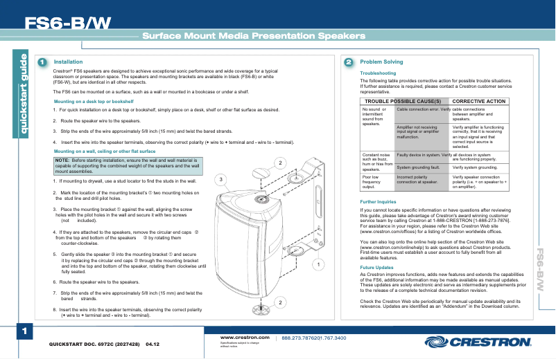 Page n°1 - Manuel utilisateur Crestron FS6-B