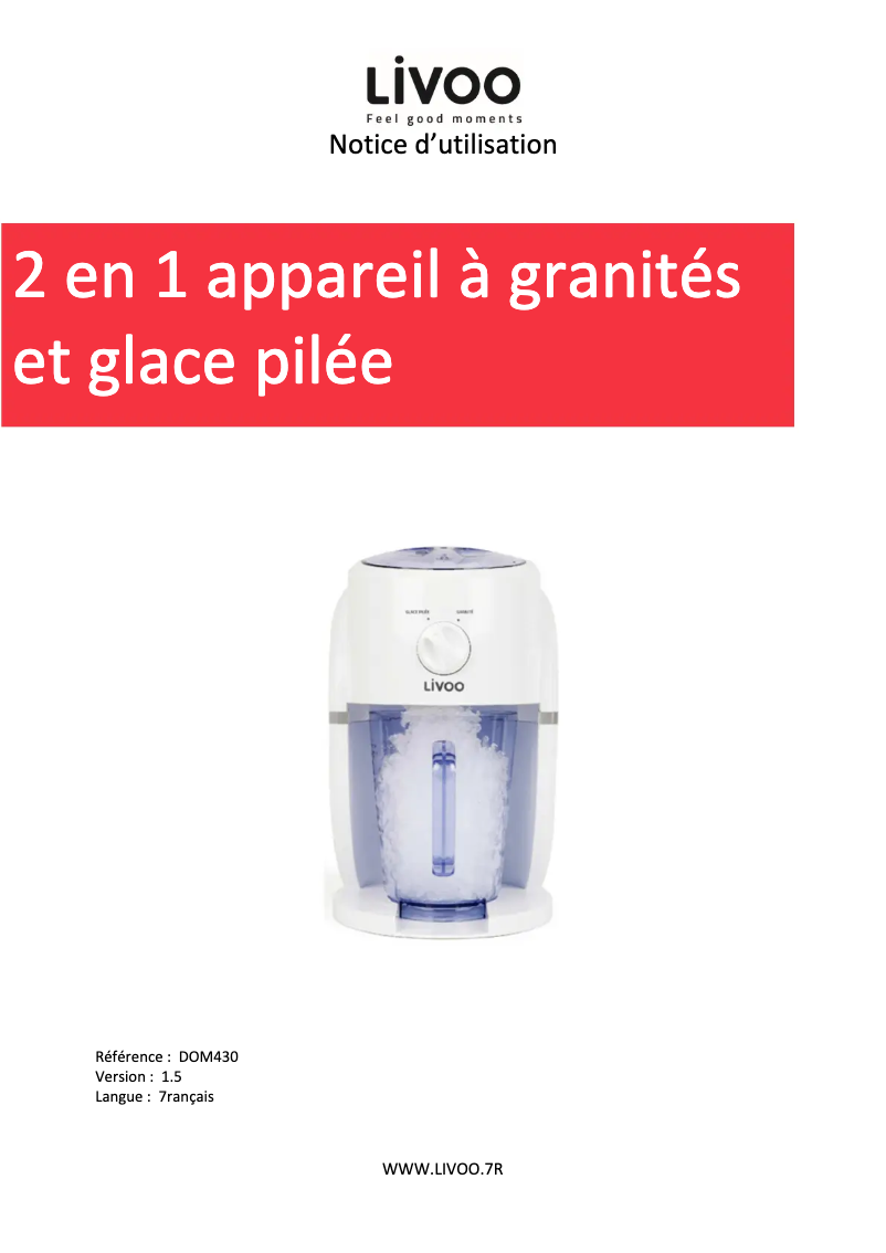 Page n°1 - Manuel utilisateur Livoo DOM430