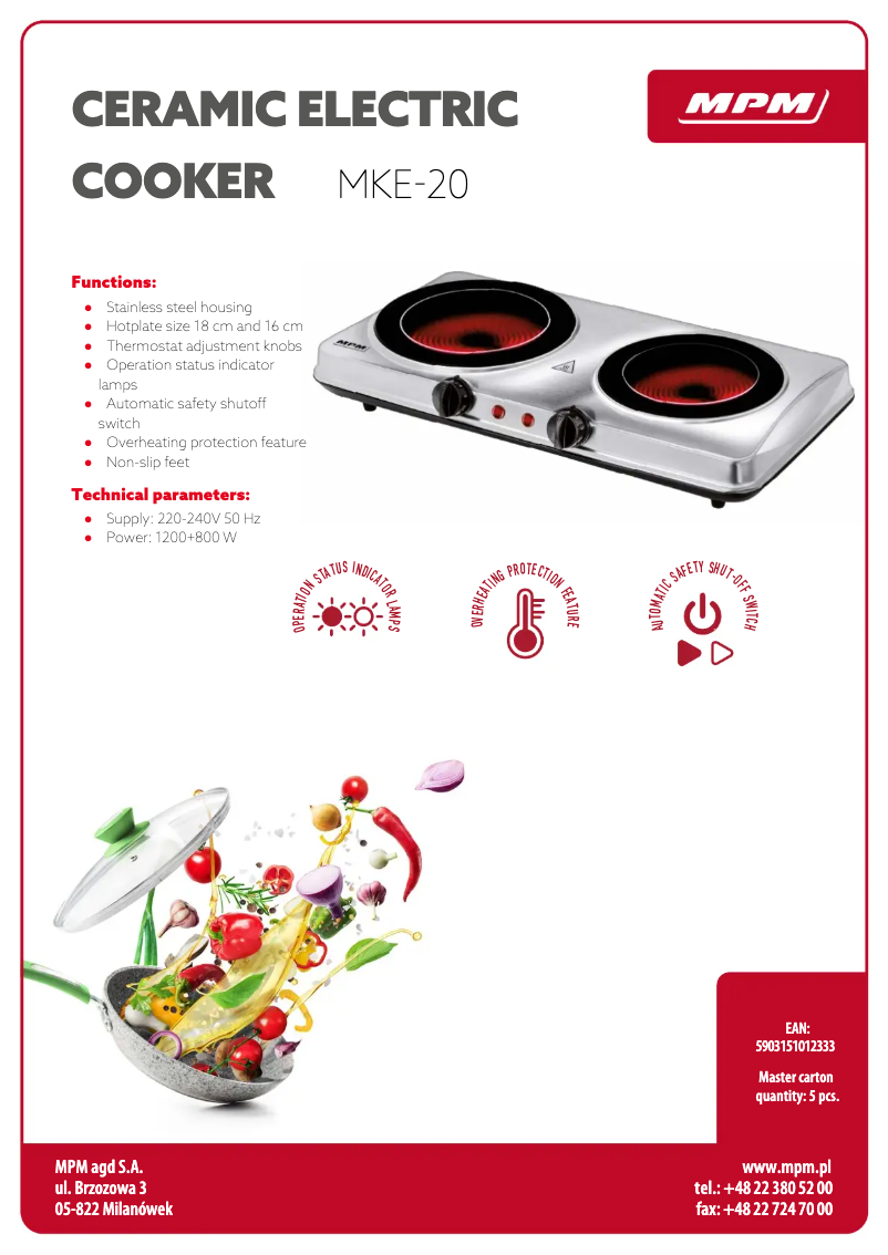 Page 1 of the manual Technical Sheet MPM MKE-20