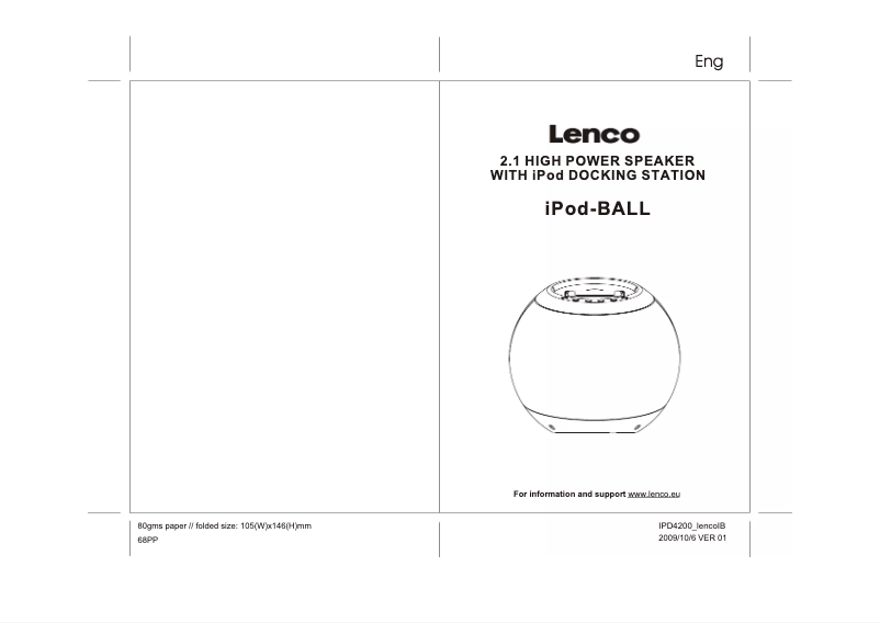 Page 1 de la notice Manuel utilisateur Lenco Speakerball IPD4200B
