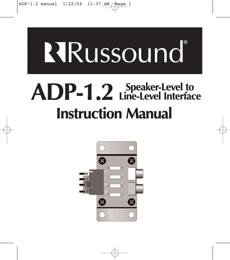 Image de la première page du manuel de l'appareil ADP-1.2