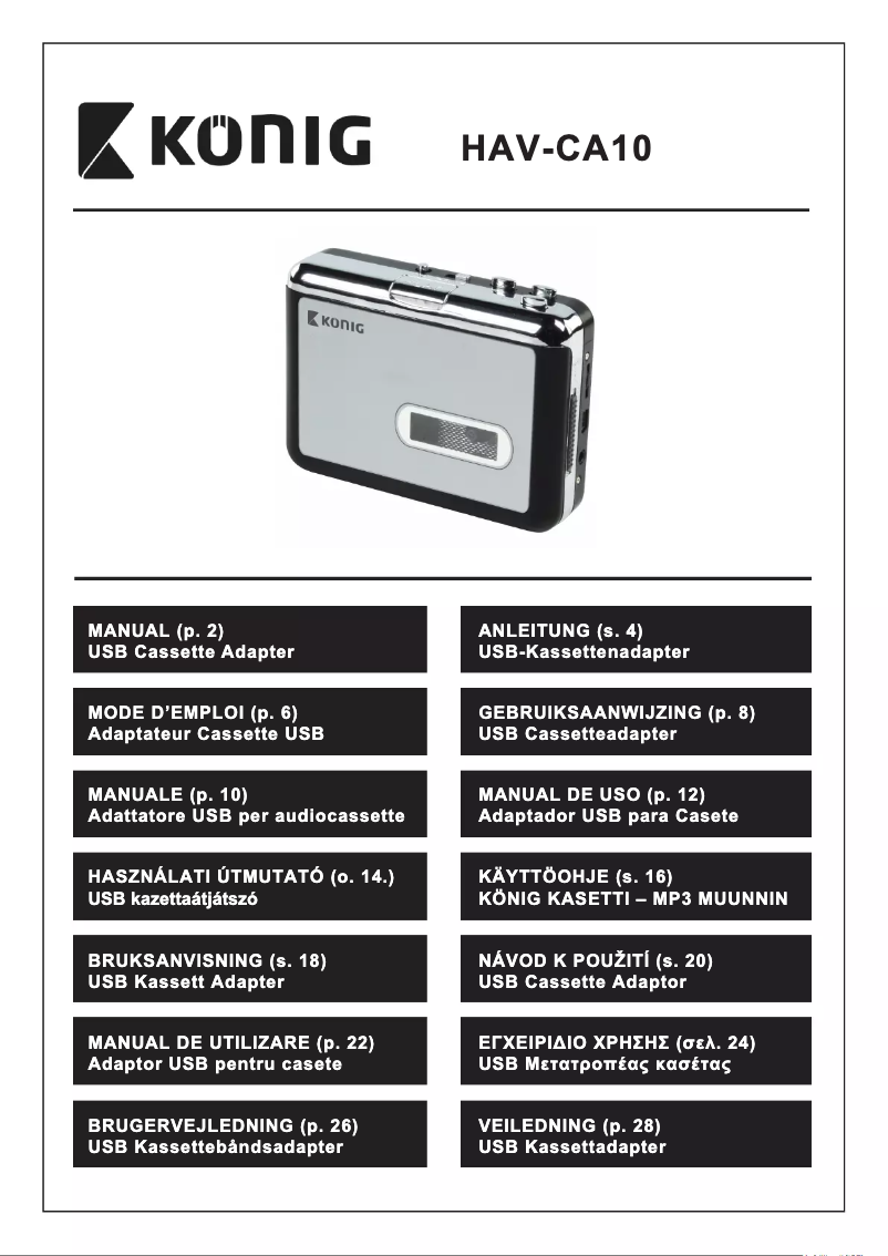 Page 1 de la notice Manuel utilisateur Konig HAV-CA10
