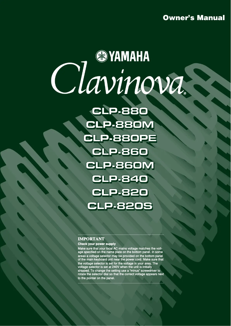 Image de la première page du manuel de l'appareil Clavinova CLP-880