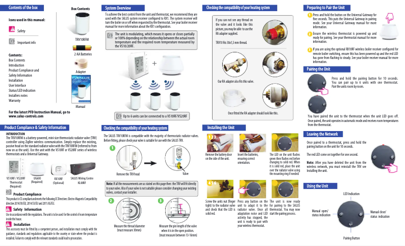 Page 1 de la notice Manuel utilisateur Salus TRV10RFM