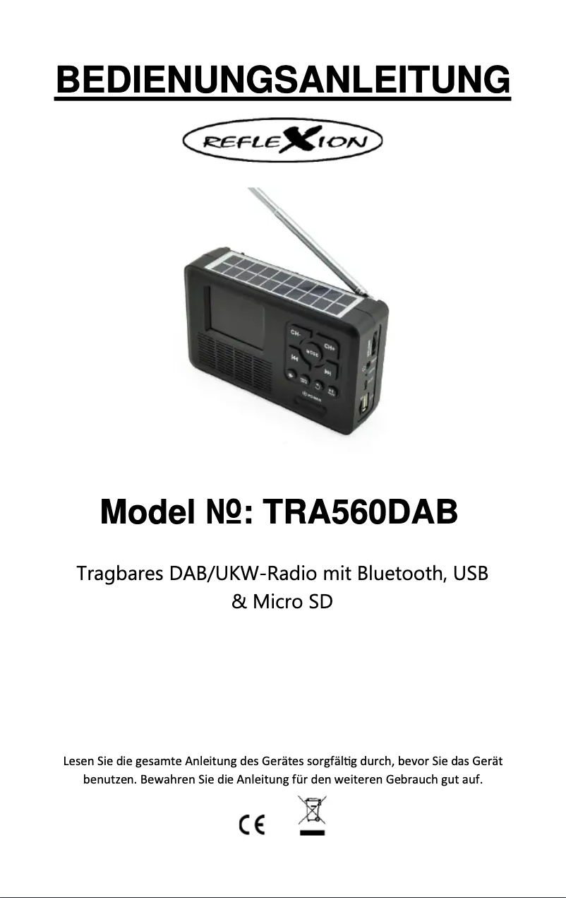 Imagen de la primera página del manual del dispositivo TRA560DAB