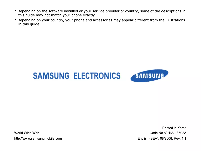 Page n°1 - Manuel utilisateur Samsung SGH-J800