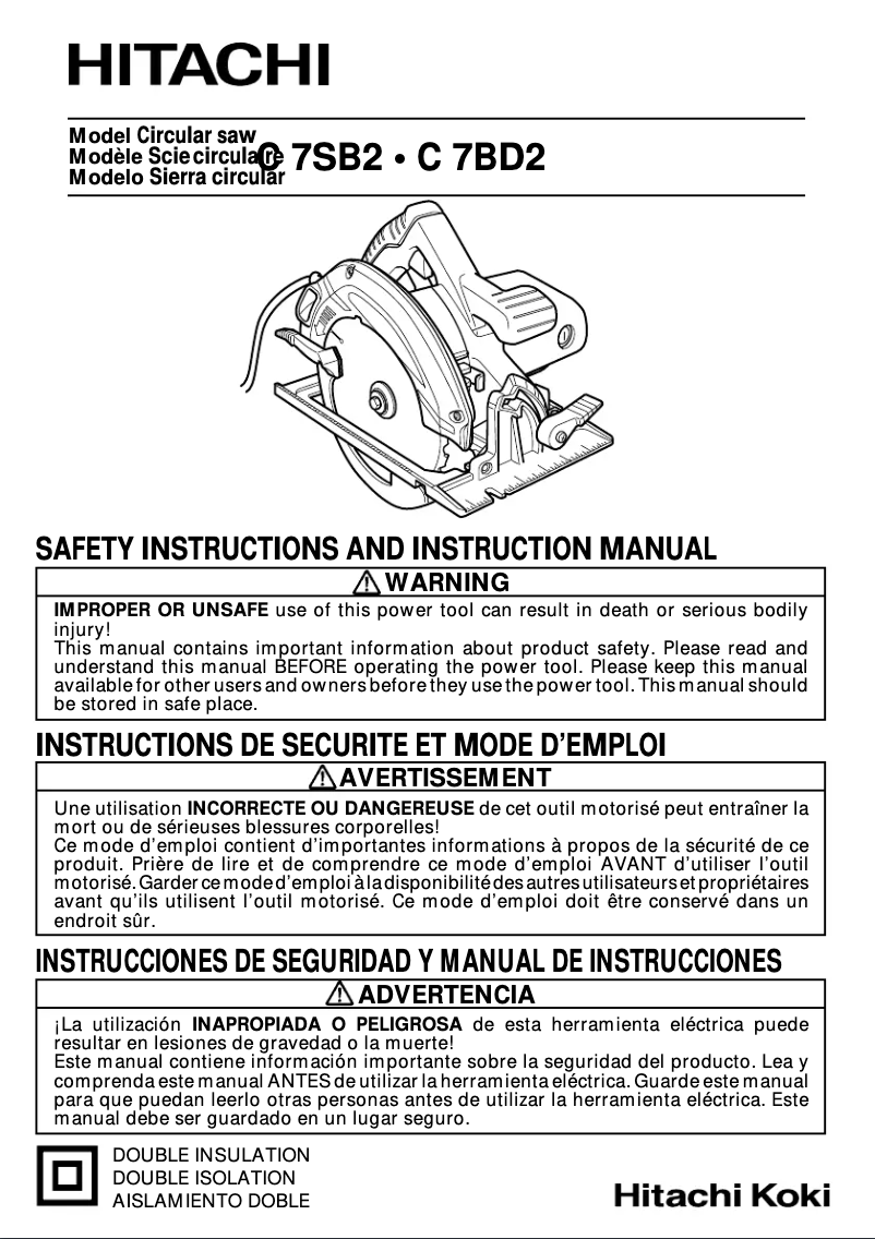 Page n°1 - Manuel utilisateur Hitachi C7SB2