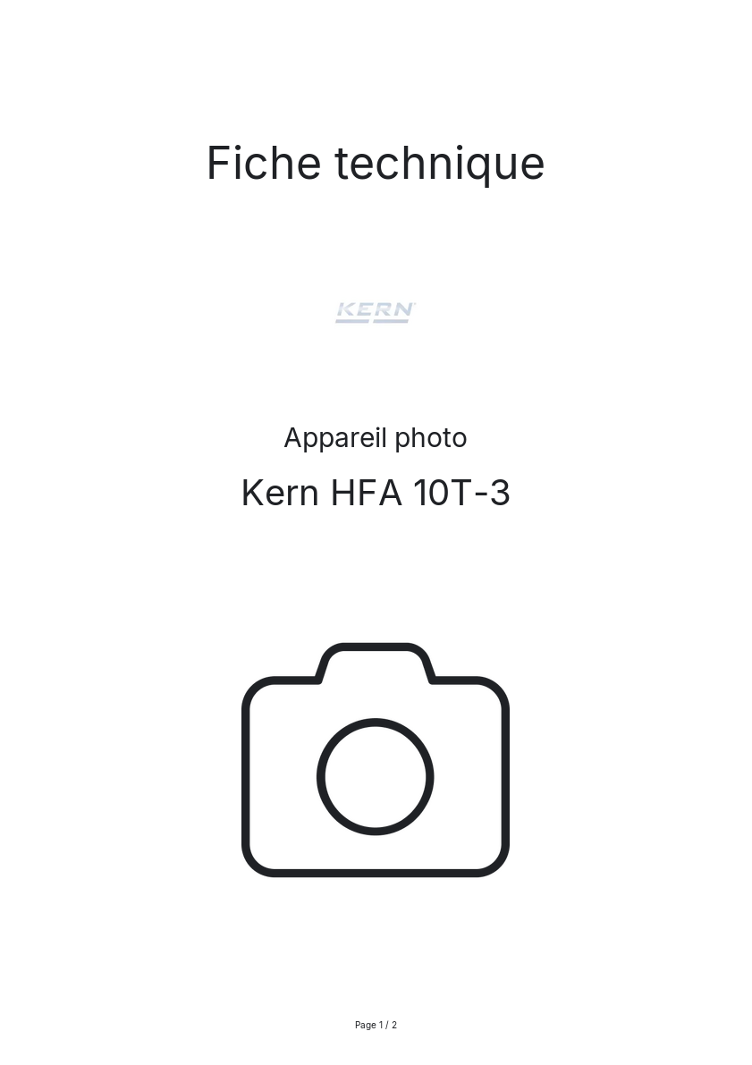 Page n°1 - Fiche technique Kern HFA 10T-3