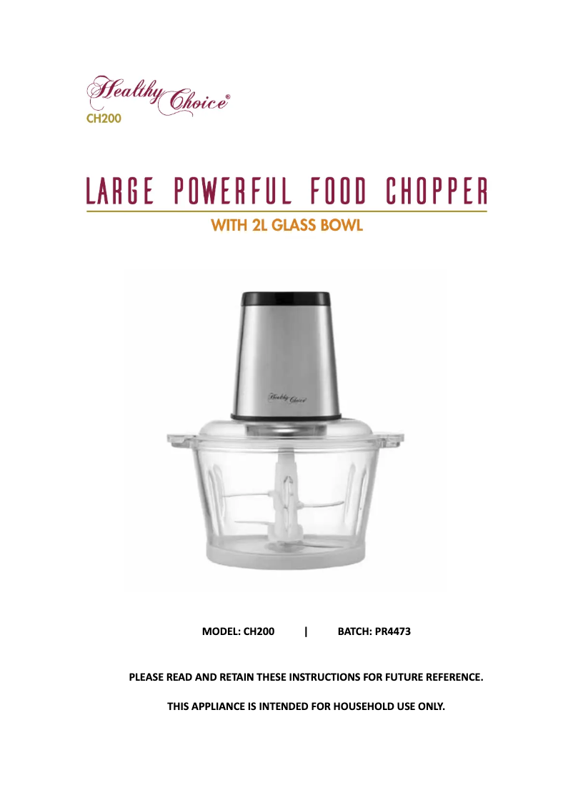 Image de la première page du manuel de l'appareil CH200