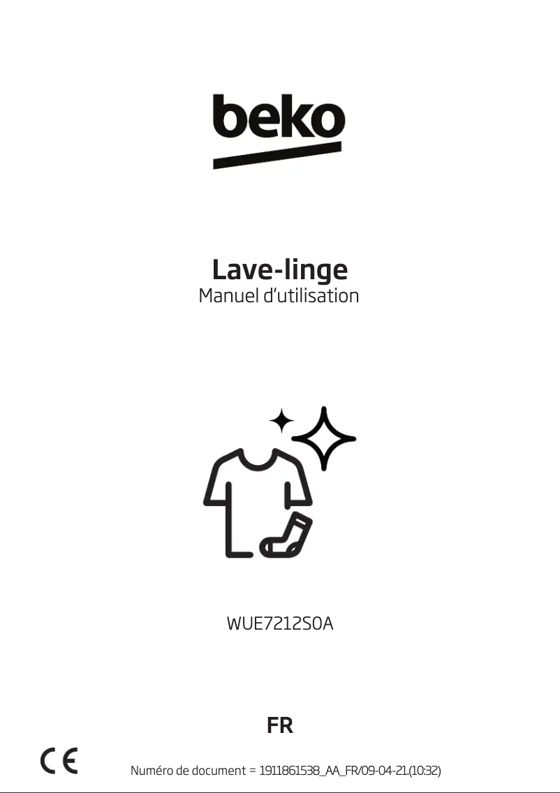Page 1 de la notice Manuel utilisateur Beko WUE7212S0A