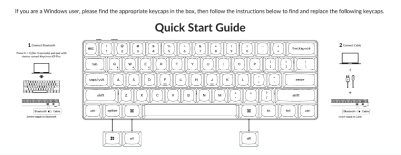 Page 1 de la notice Guide de démarrage rapide Keychron K9 Pro