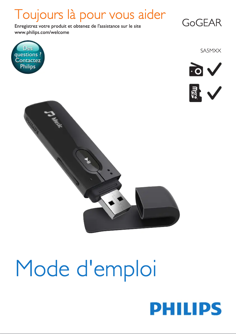 Page 1 de la notice Manuel utilisateur Philips GoGear SA5MXX04VFC
