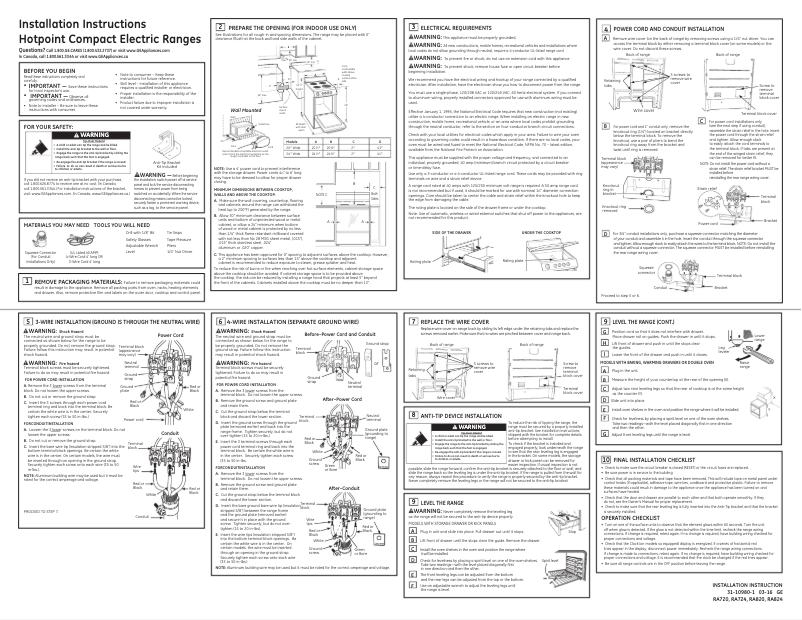 Page n°1 - Guide d'installation Hotpoint RA724KWH
