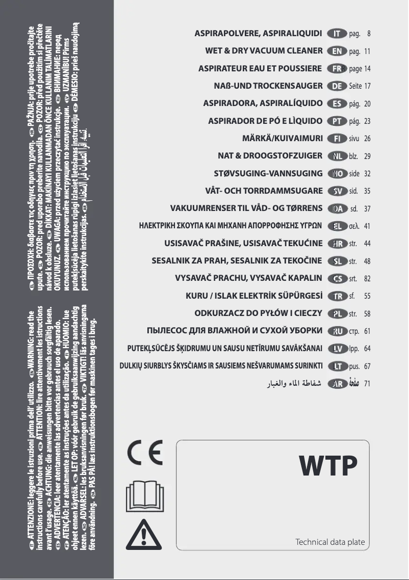 Page 1 de la notice Manuel utilisateur Lavorwash WTP 20P
