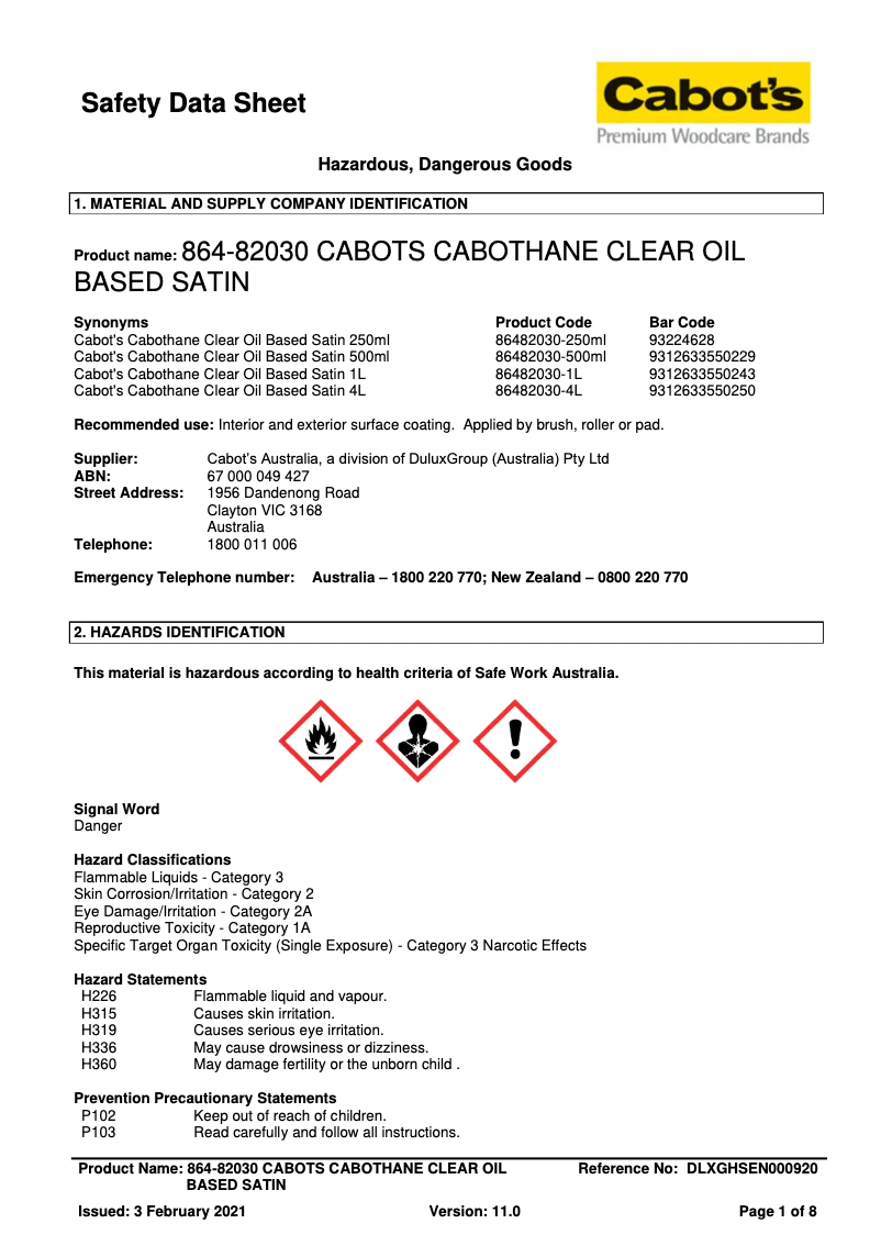 Page 1 de la notice Manuel utilisateur Cabot's 86482030