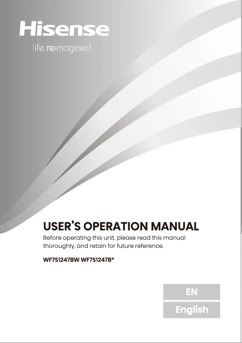 Page 1 de la notice Manuel utilisateur Hisense WF7S1247BW