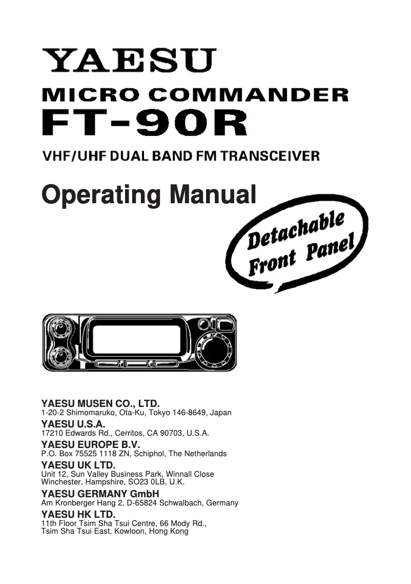 Page 1 de la notice Manuel utilisateur Yaesu FT-90R