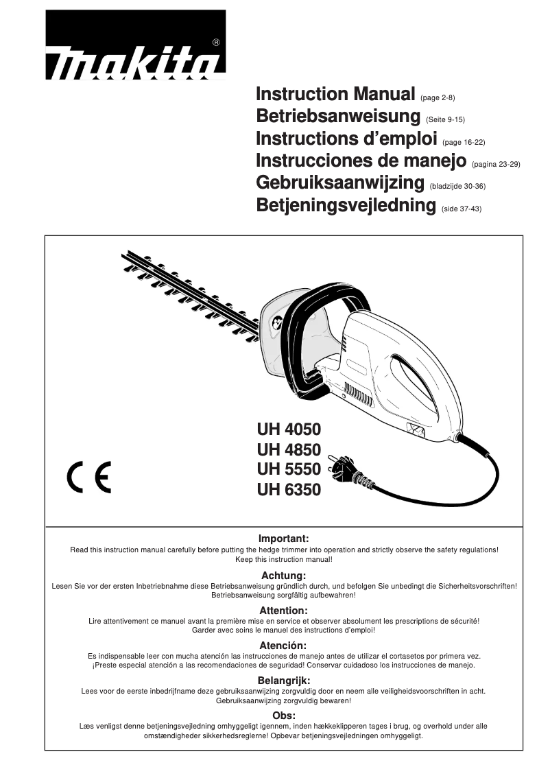 Page 1 de la notice Manuel utilisateur Makita UH5550