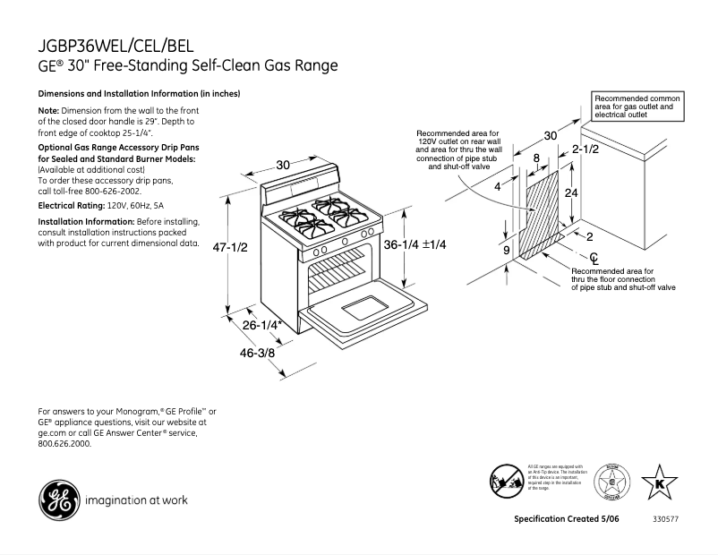 Image de la première page du manuel de l'appareil JGBP36CELCC