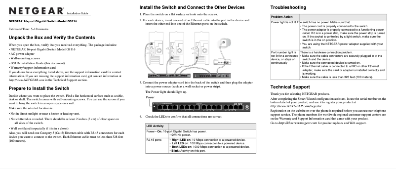 Page n°1 - Manuel utilisateur Netgear GS116