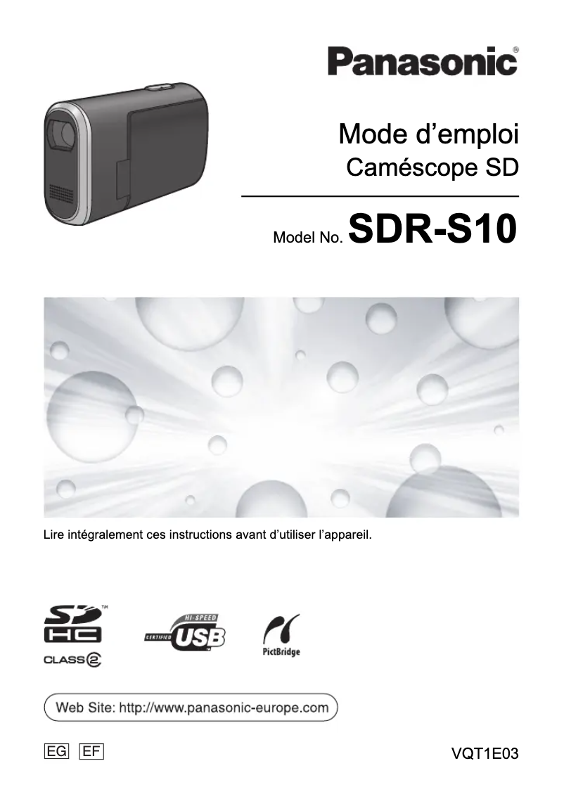 Image de la première page du manuel de l'appareil SDR-S10