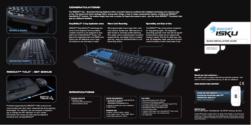 Página 1 del manual Manual de usuario Roccat Isku