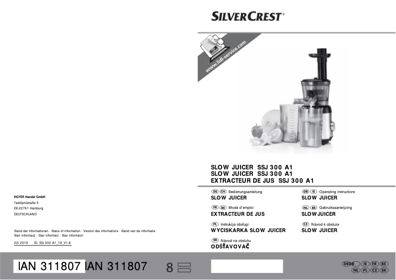 Page 1 de la notice Manuel utilisateur SilverCrest SSJ 300 A1