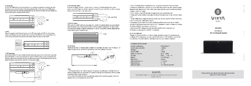 Página 1 del manual Manual de usuario Vieta Audio VO-BS20RD