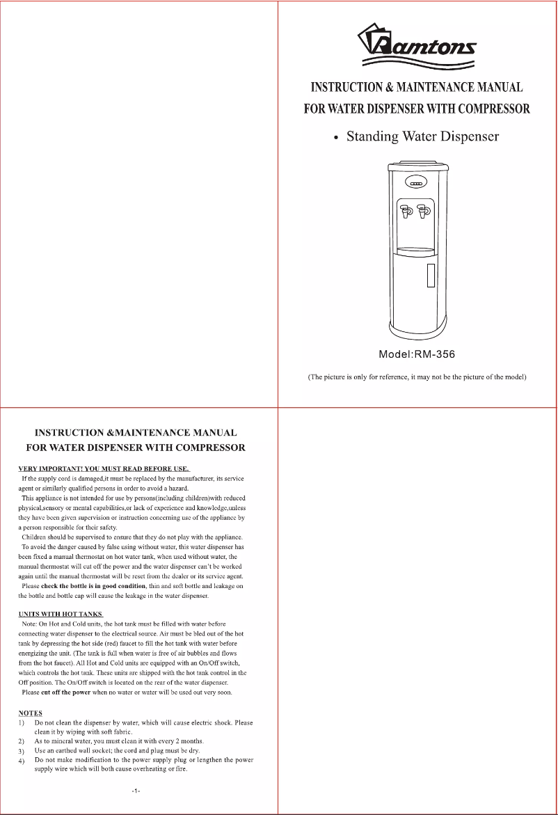 Page n°1 - Manuel utilisateur Ramtons RM/356