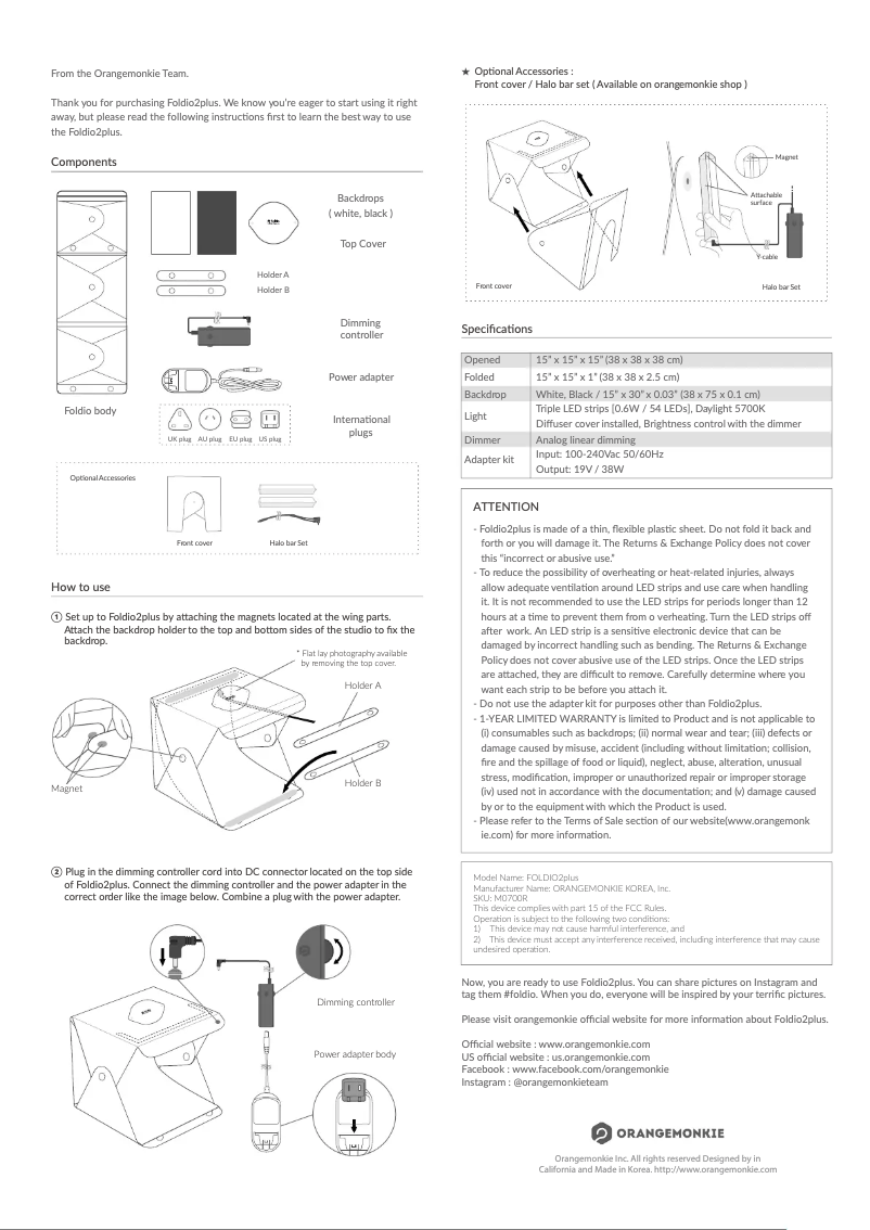 Image de la première page du manuel de l'appareil Foldio2 Plus
