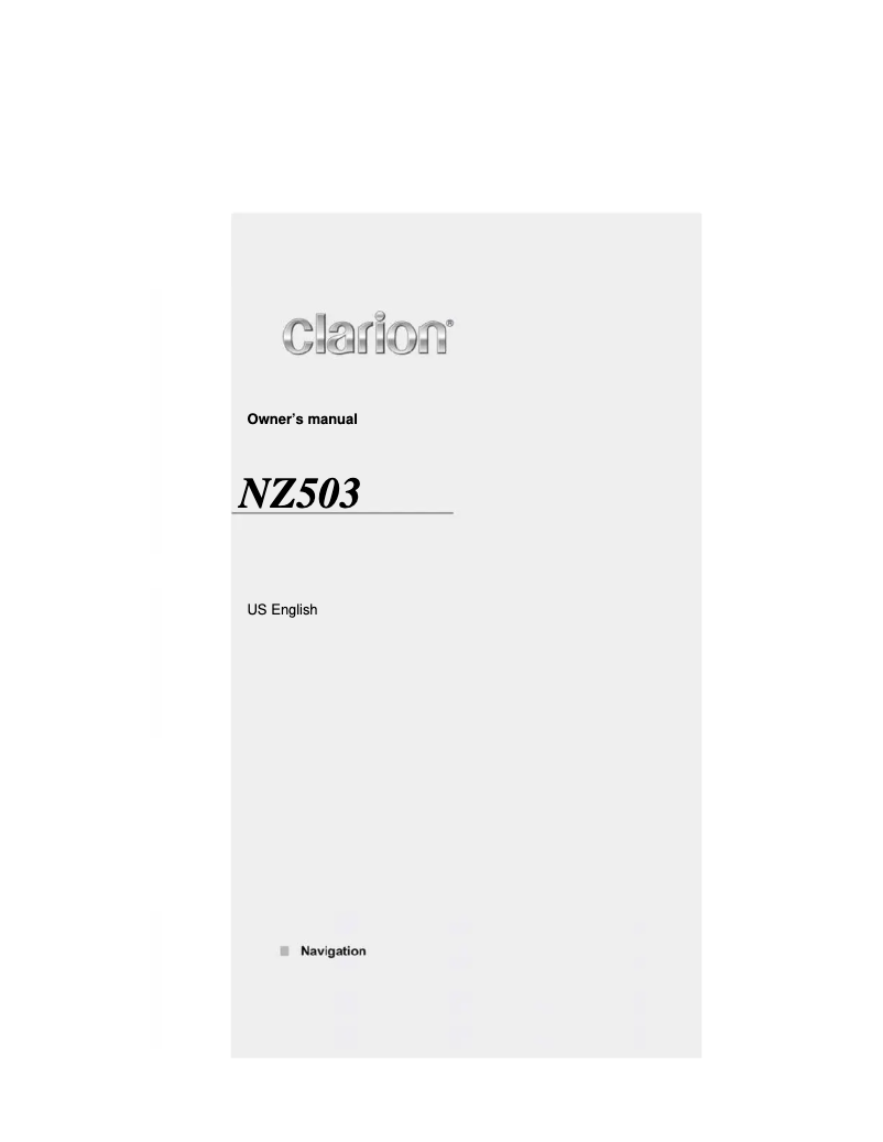 Page n°1 - Manuel utilisateur Clarion NZ503