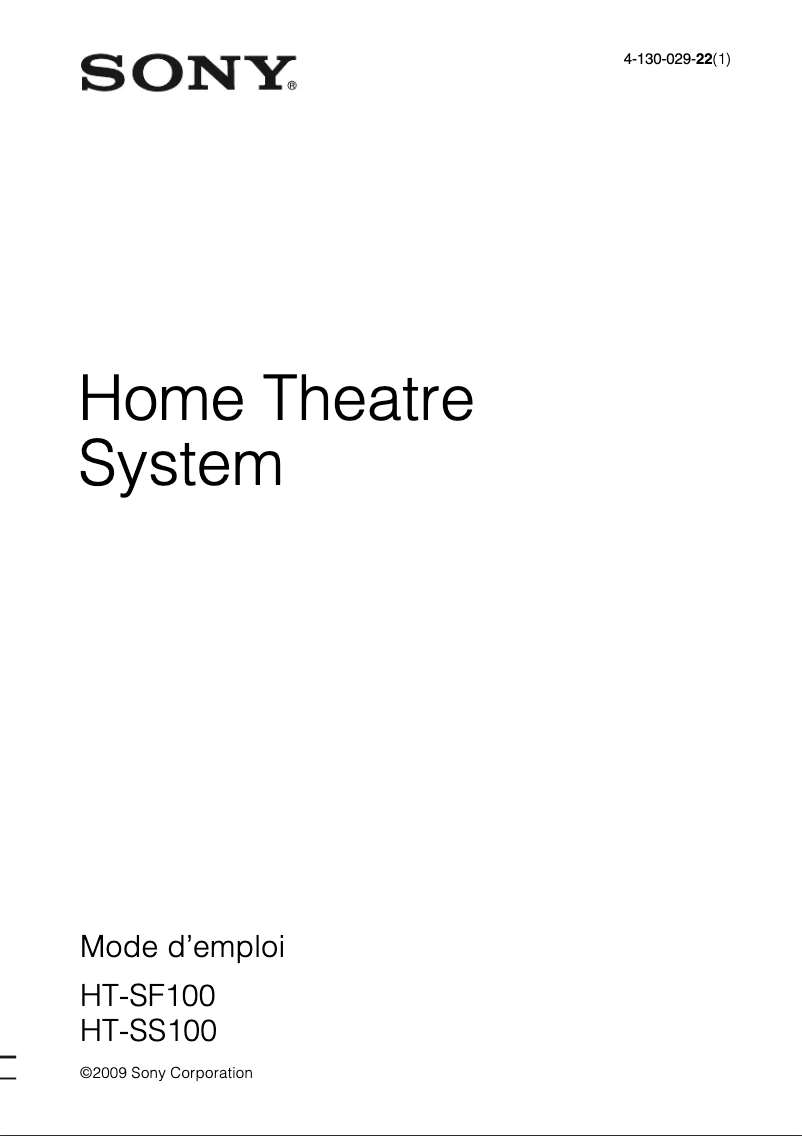 Image de la première page du manuel de l'appareil HT-SS100