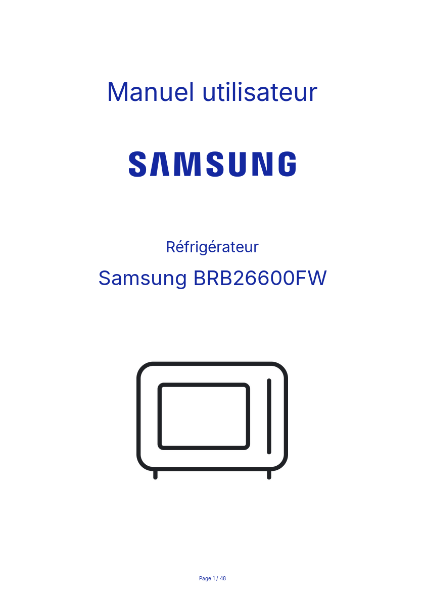 Page n°1 - Manuel utilisateur Samsung BRB26600FW