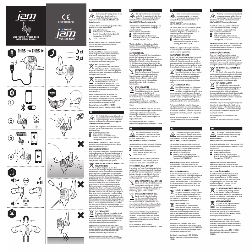 Page 1 de la notice Manuel utilisateur Jam Fitness Buds