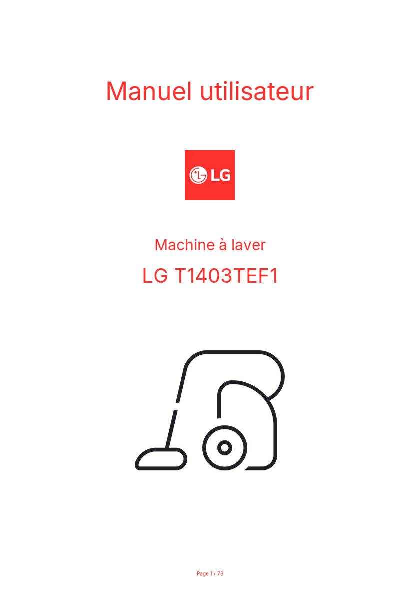 Page n°1 - Manuel utilisateur LG T1403TEF1