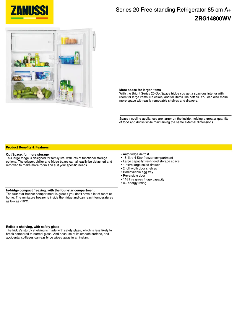 Image de la première page du manuel de l'appareil ZRG14800WV