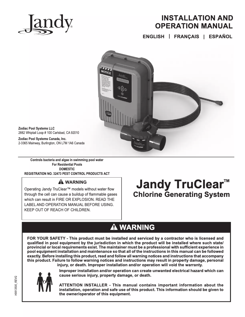 Page n°1 - Manuel utilisateur JANDY TruClear