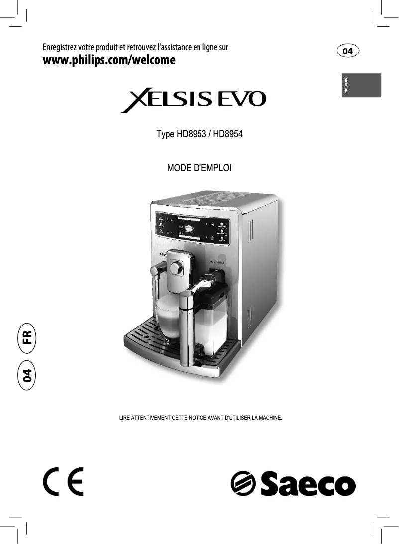 First page image of the manual for Saeco Xelsis EVO HD8953