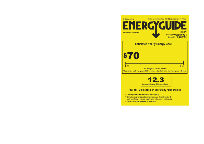 Página 1 del manual Etiqueta energética Danby DPA120B9IWDB-6