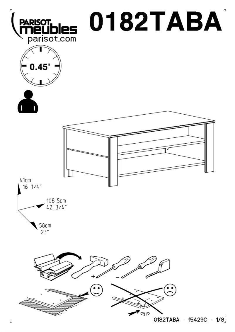 Image de la première page du manuel de l'appareil 0182TABA