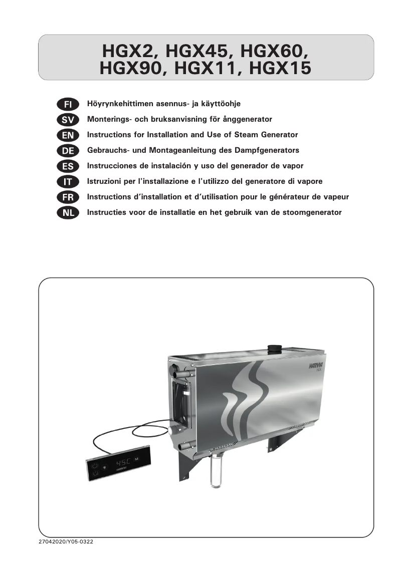 Page 1 de la notice Manuel utilisateur Harvia HGX11