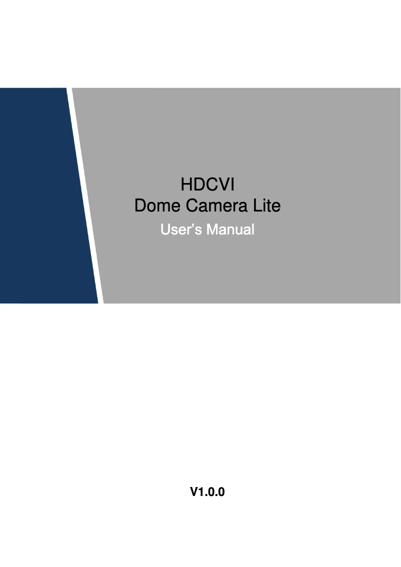 Page n°1 - Manuel utilisateur Dahua Technology Lite HAC-HDBW1200E