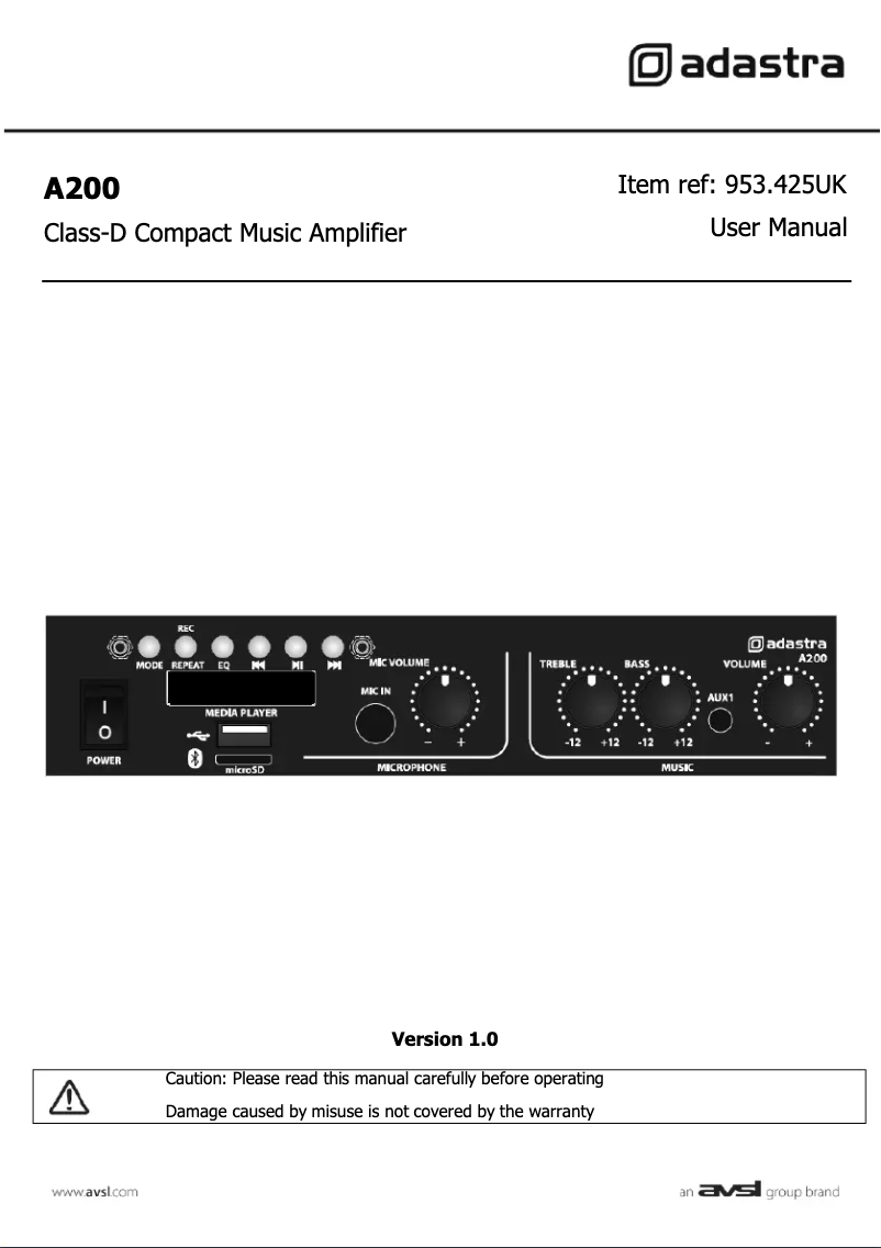 Image de la première page du manuel de l'appareil A200
