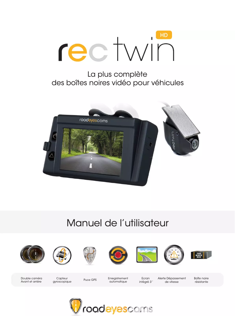 Page 1 de la notice Manuel utilisateur RoadEyes RecTWIN