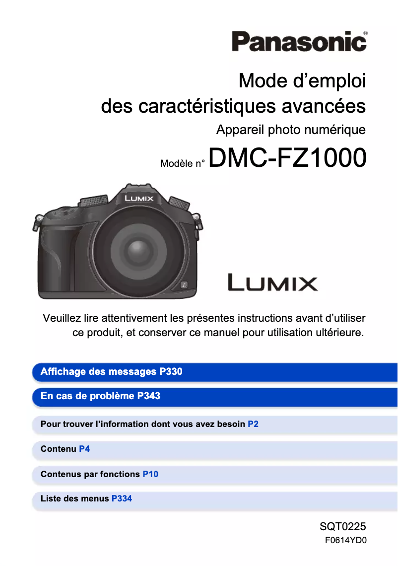 Image de la première page du manuel de l'appareil Lumix DMC-FZ2000