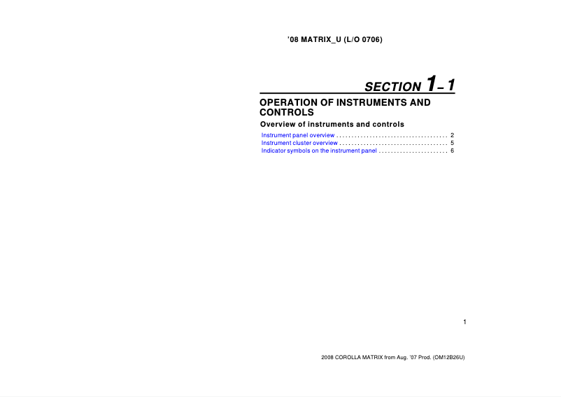 Image de la première page du manuel de l'appareil Matrix (2008)