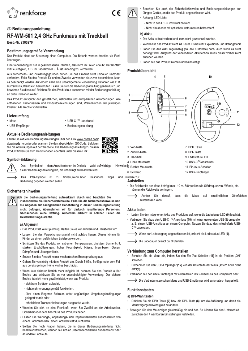 Page 1 de la notice Manuel utilisateur Renkforce RF-WM-501