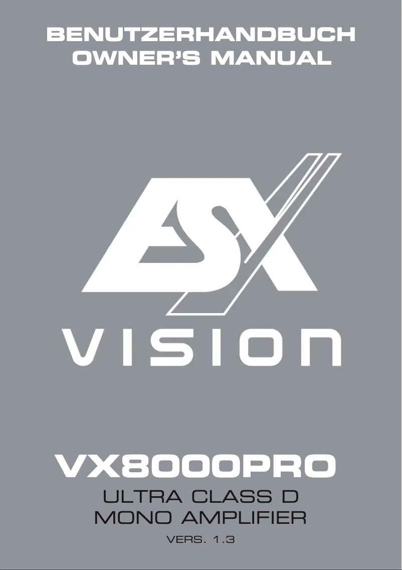 Image de la première page du manuel de l'appareil Vision VX8000 PRO