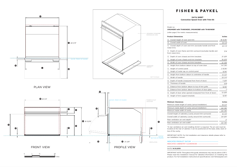 Page n°1 - Fiche technique Fisher & Paykel OM24NDB1